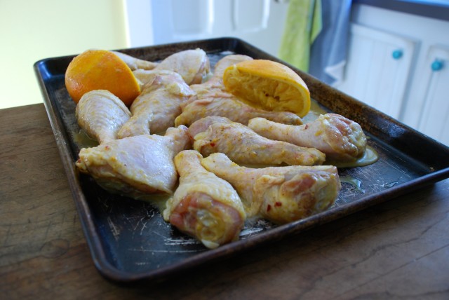 orange-maple-chicken-drumsticks-on-pan-tiny-farmhouse