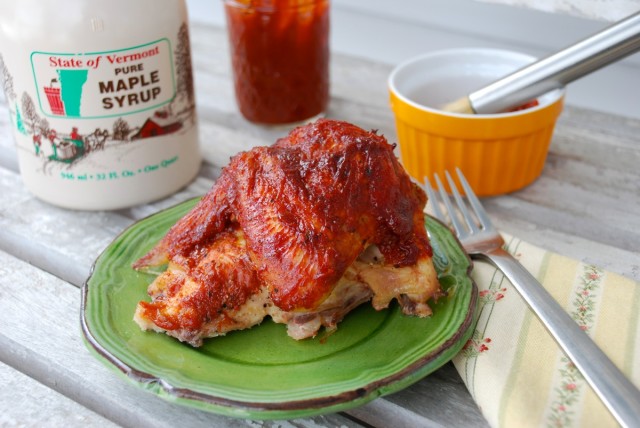 maple-chipotle-barbecue-sauce with chicken | tiny farmhouse