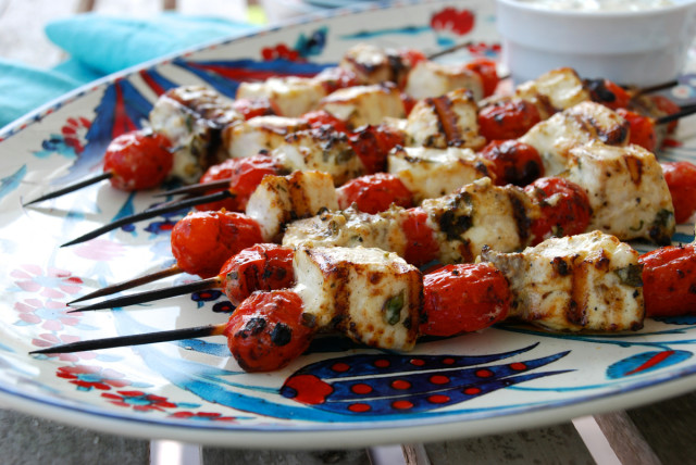 Swordfish and Tomato Kabobs with Salsa Verde Mayonnaise recipe at Edible Rhody | tiny farmhouse