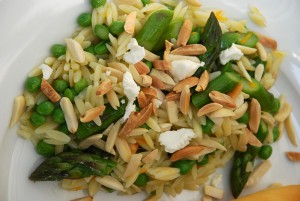Orzo Salad with Asparagus, Peas, and Toasted Almonds