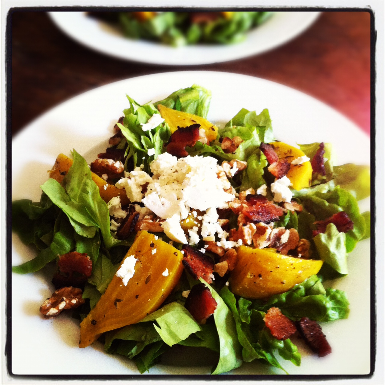 Beet Goat Cheese And Bacon Salad With Honey Lime Dressing Tiny
